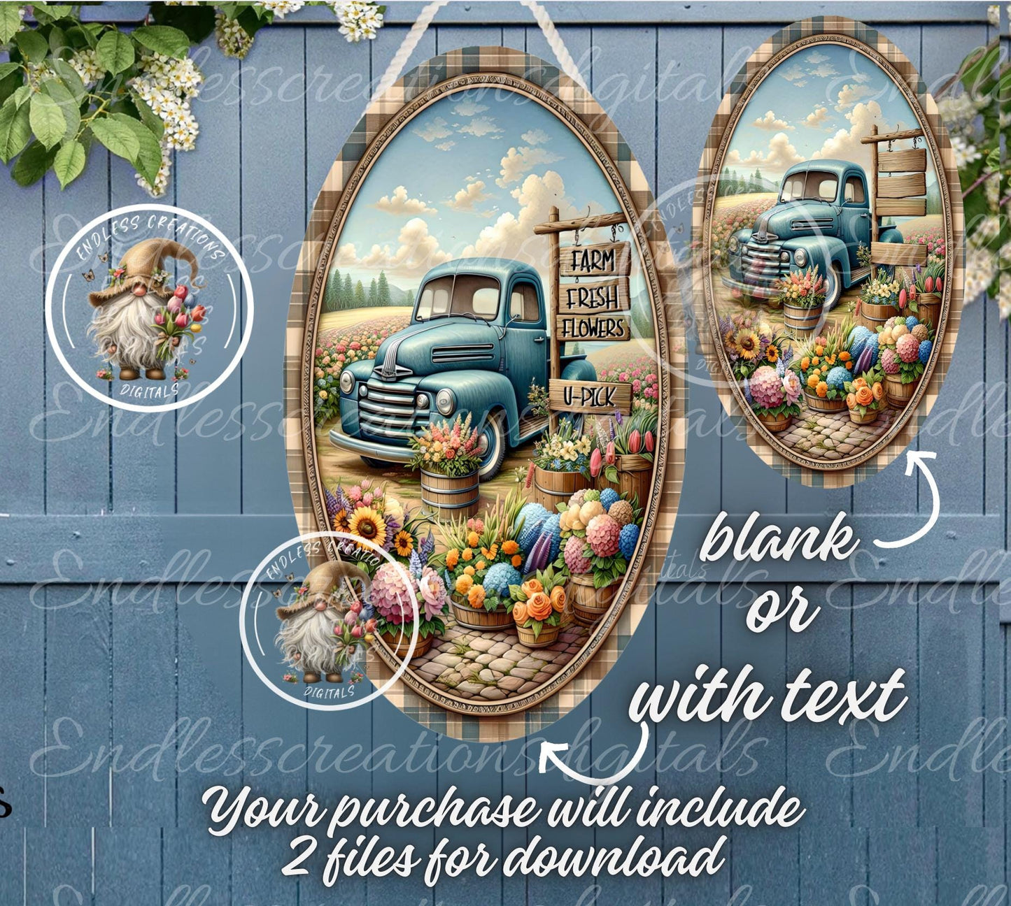 FARM FRESH FLOWERS OVAL DIGITAL
