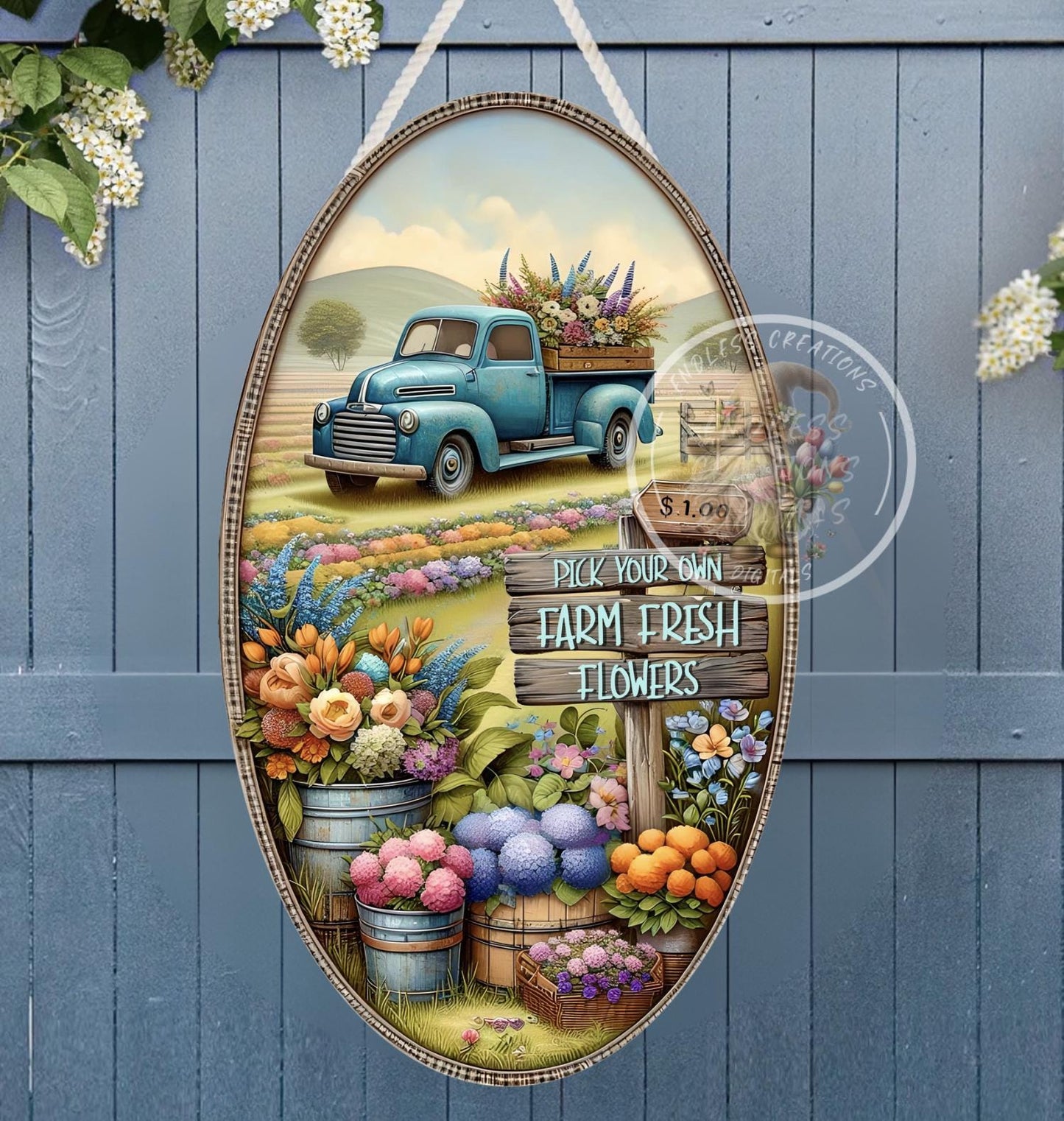 FARM FRESH FLOWERS OVAL DIGITAL