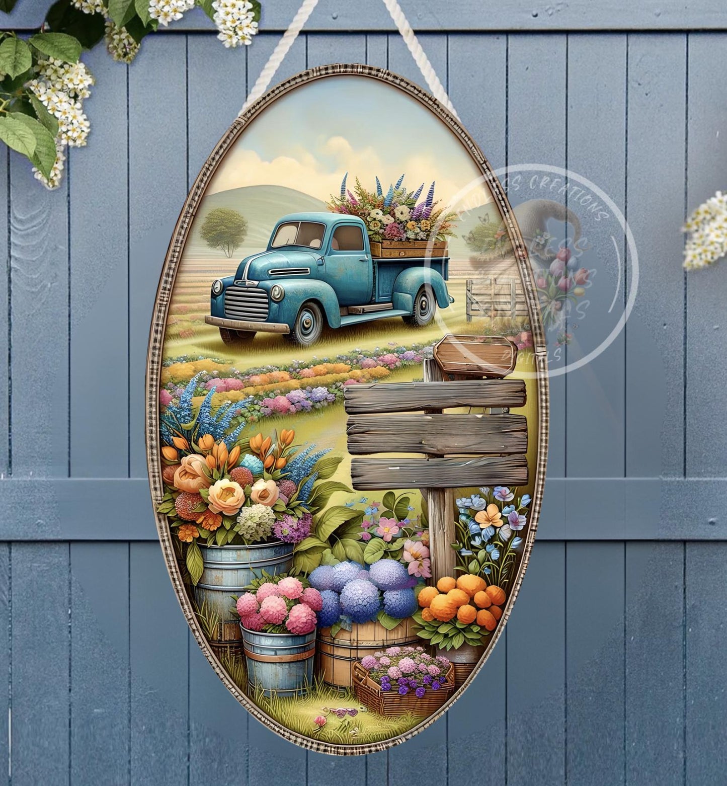 FARM FRESH FLOWERS OVAL DIGITAL