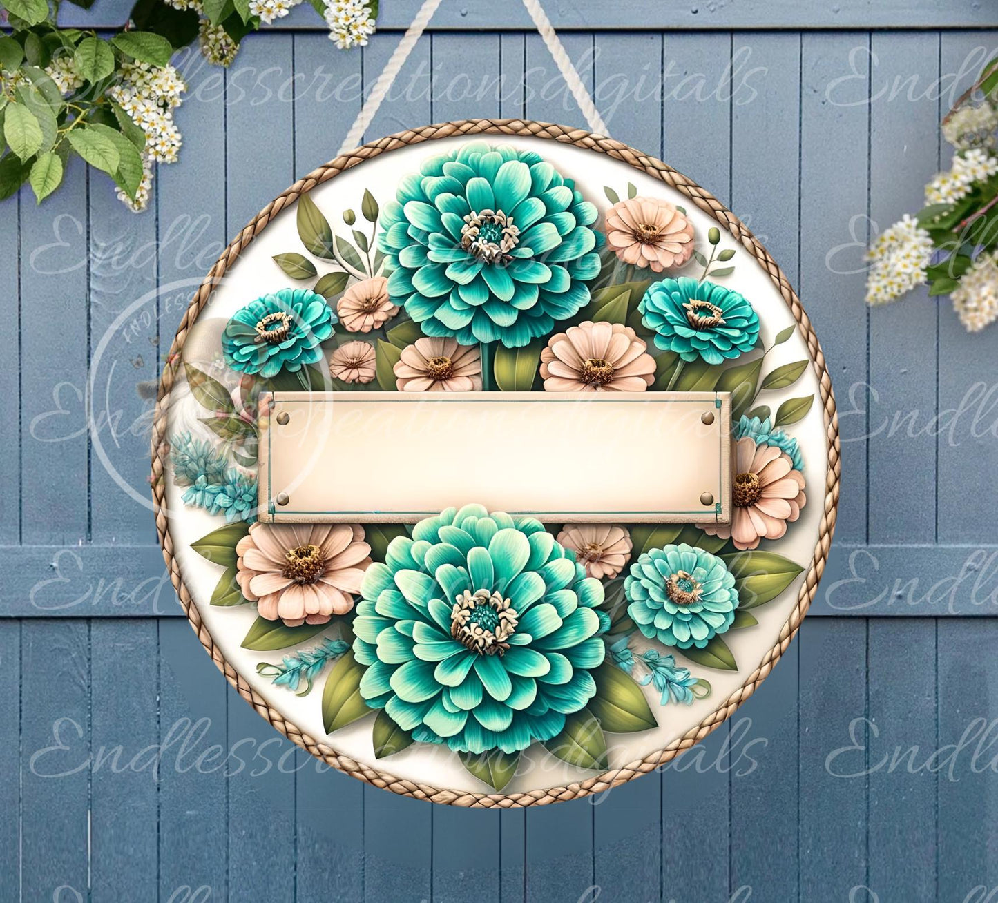 WELCOME TEAL SUMMER FLORAL
