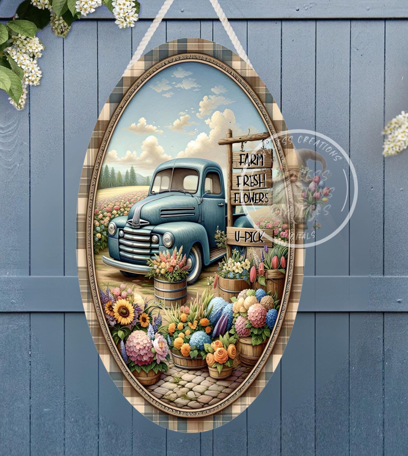 FARM FRESH FLOWERS OVAL DIGITAL