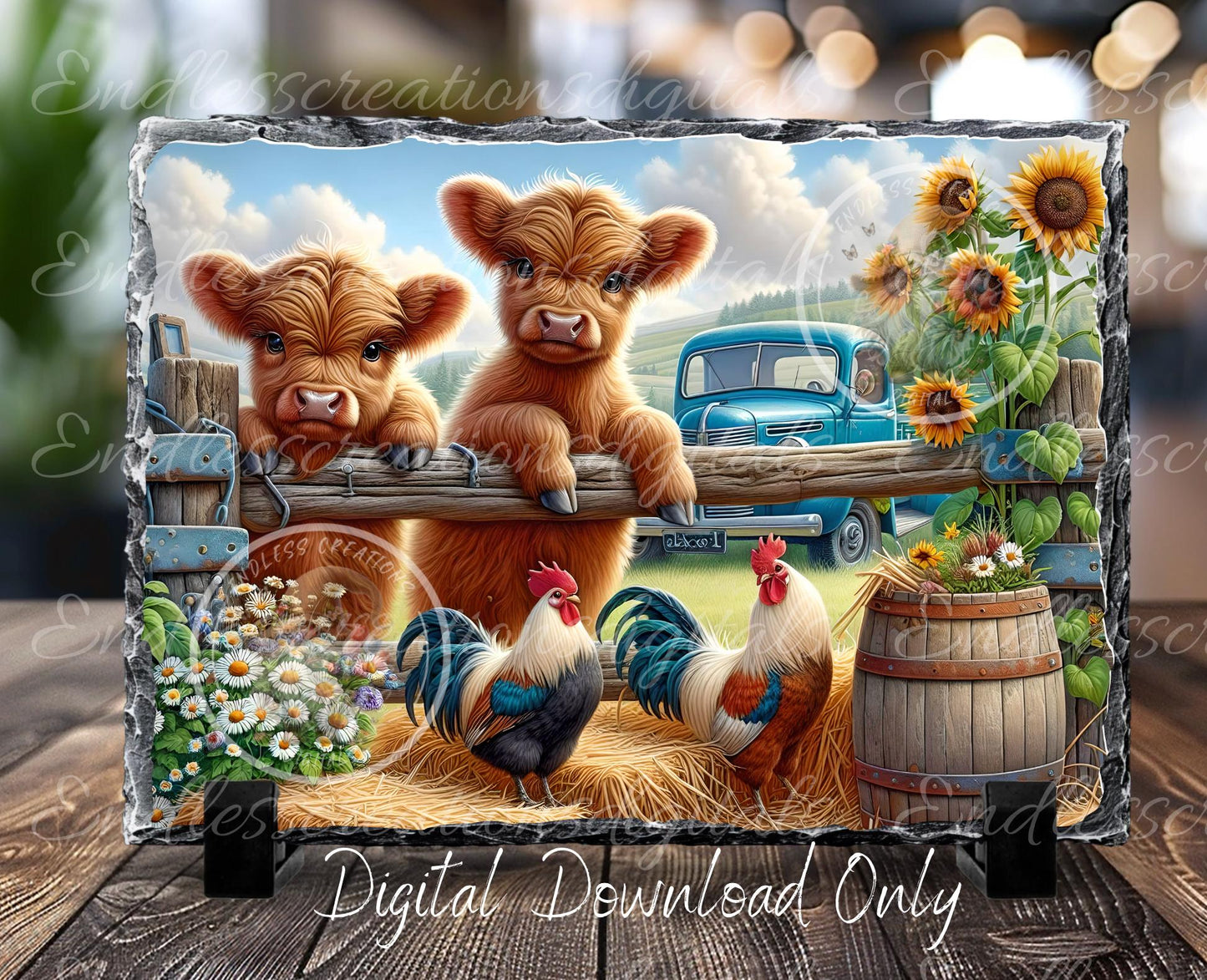 HIGHLAND COW/ROOSTER RECTANGLE