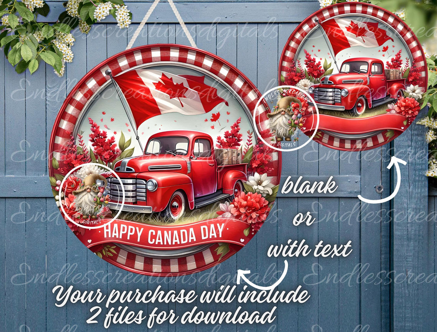 HAPPY CANADA DAY RED TRUCK FLORAL