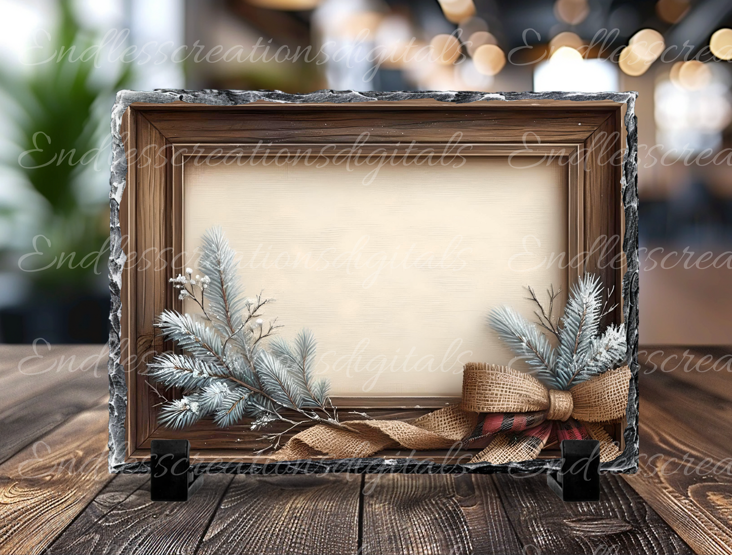 Dark Wood Framed Winter Digital Download, for use on Slates, Cutting Boards, Signs, 2 files, 1 add your own text