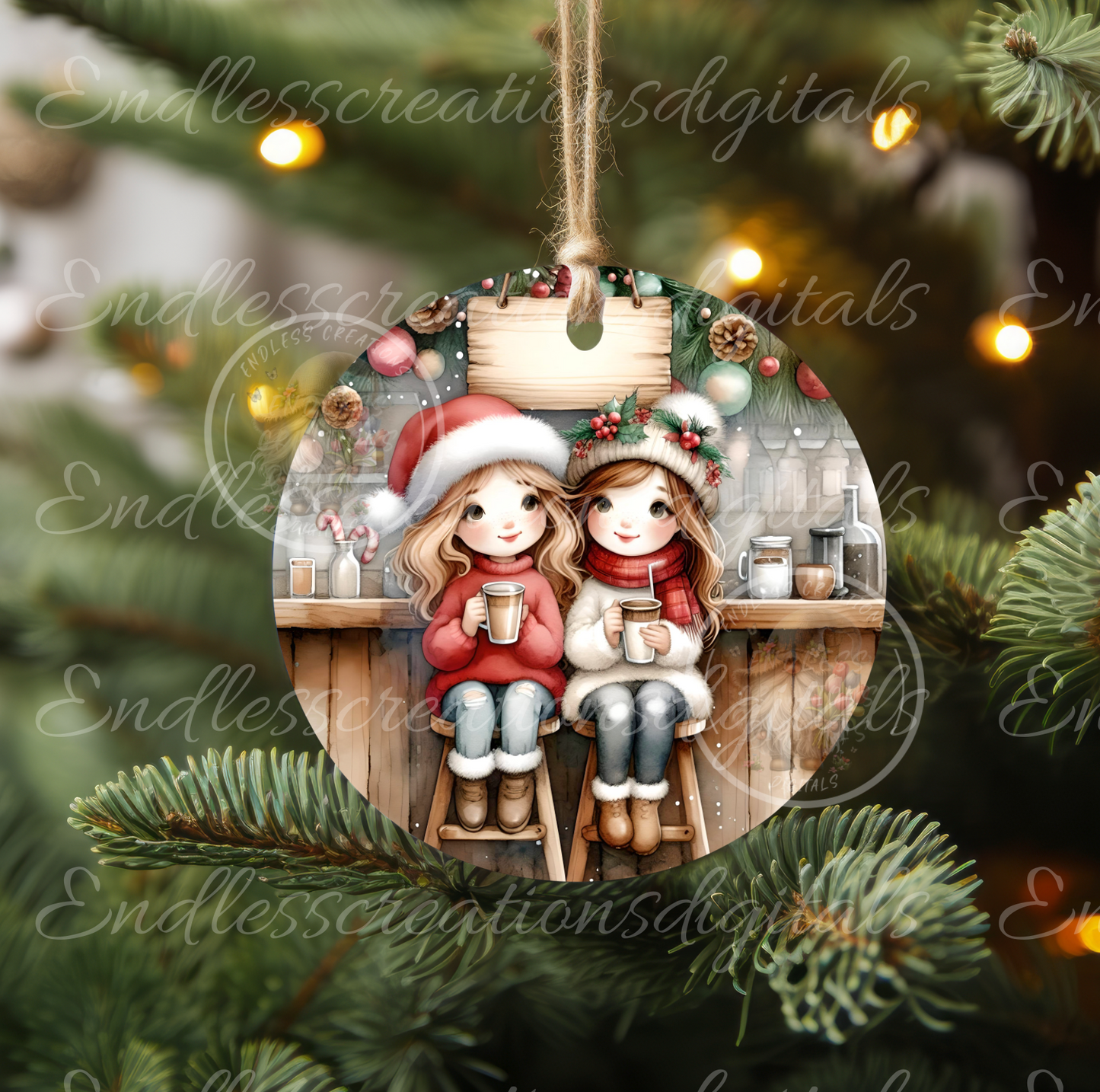 CHRISTMAS COFFEE FRIENDS DIGITAL DOWNLOAD FOR ORNAMENTS