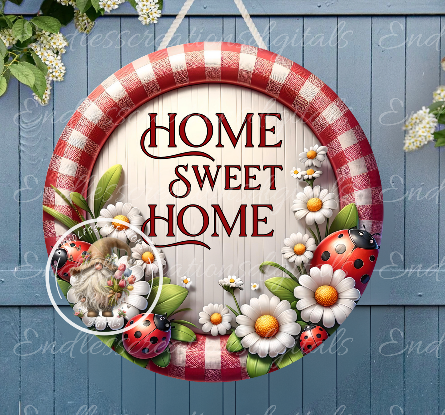 SUMMER DAISY WITH LADY BUG ROUND