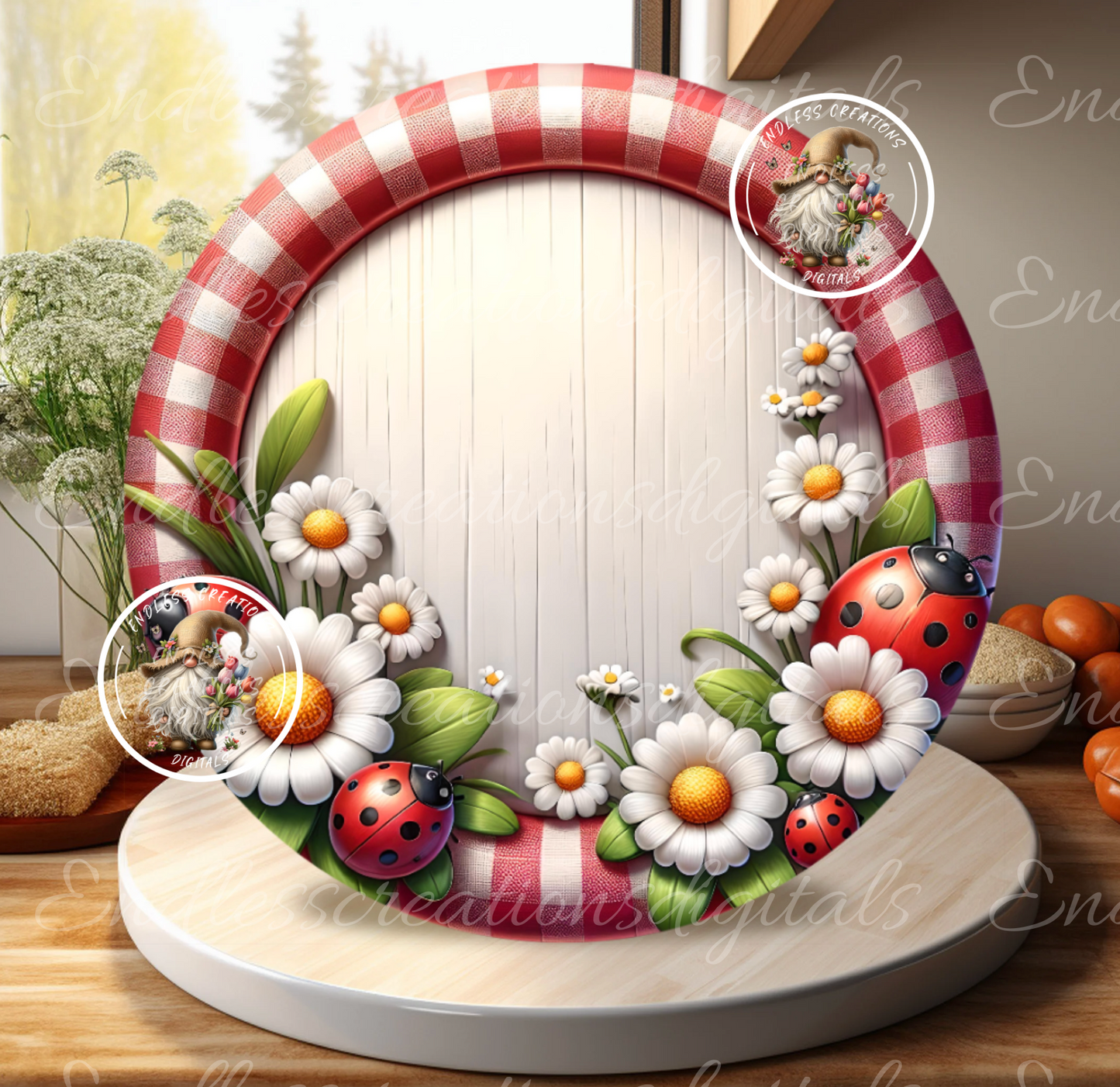 SUMMER DAISY WITH LADY BUG ROUND