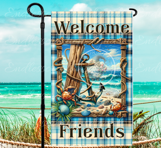 TROPICAL NAUTICAL GARDEN FLAG