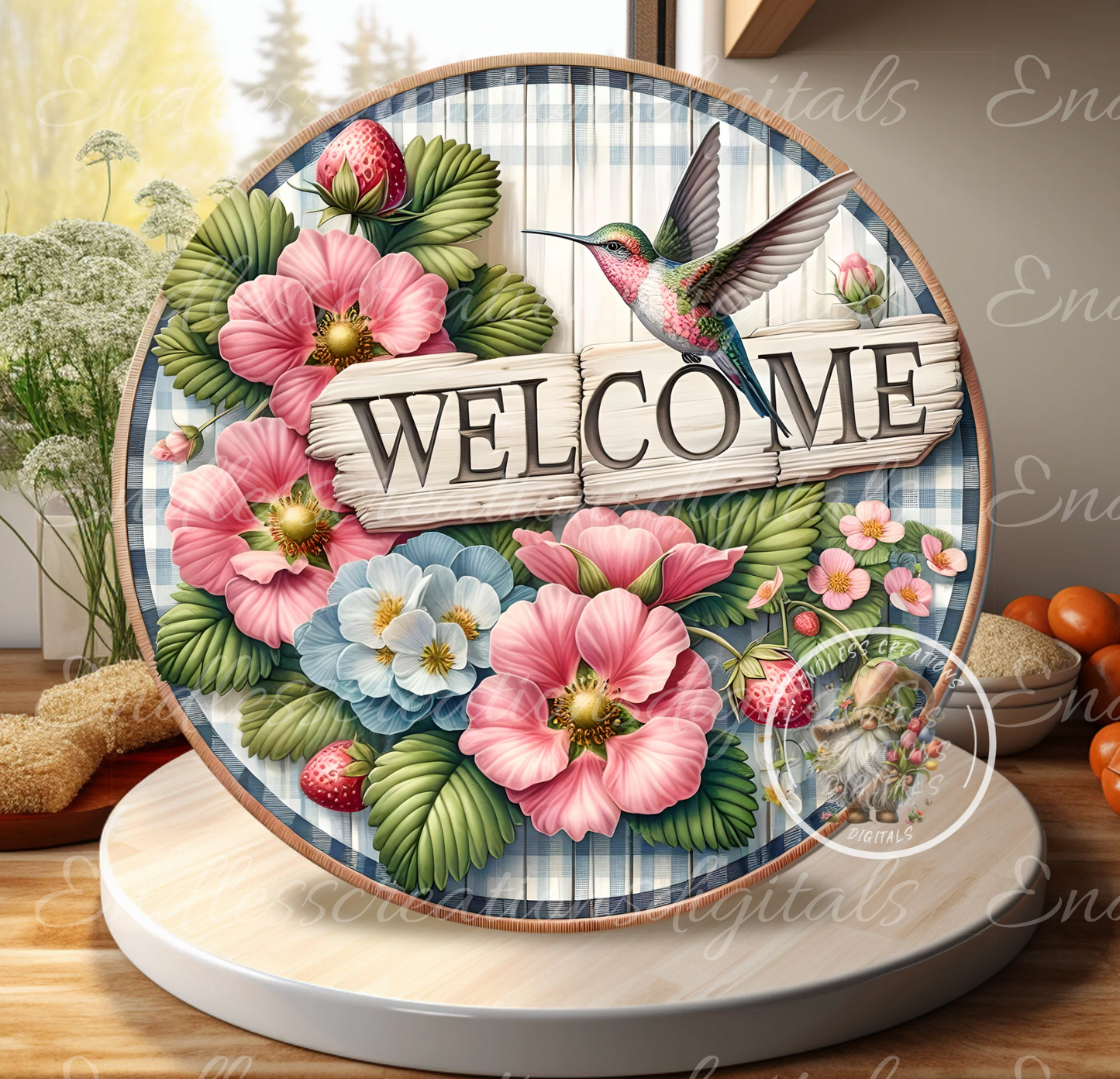 SUMMER WELCOME FLORAL HUMMINGBIRD