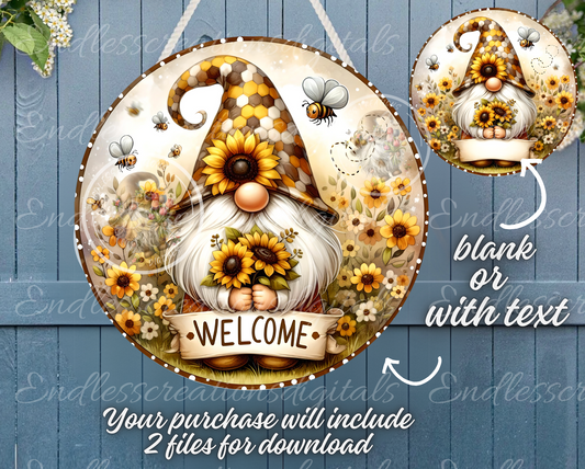 WELCOME SUNFLOWER BEE GNOME SUMMER
