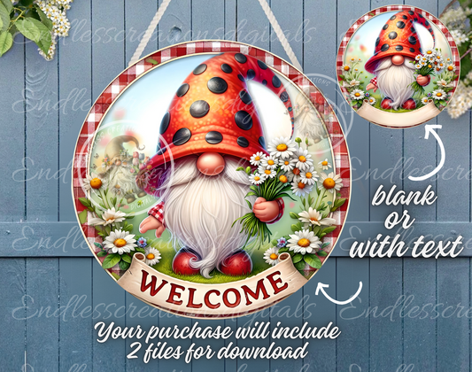 WELCOME LADYBUG GNOME SUMMER