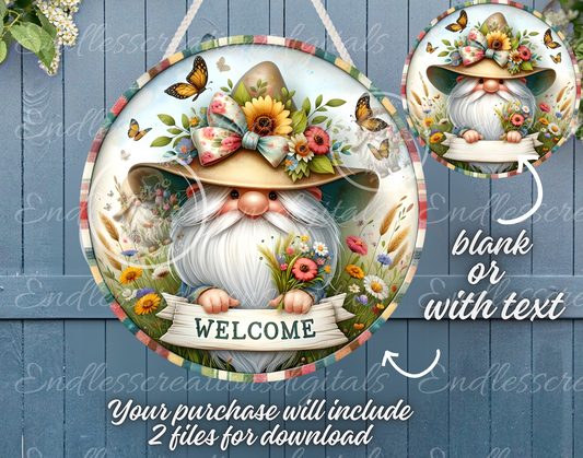 WELCOME FLORAL GNOME SUMMER