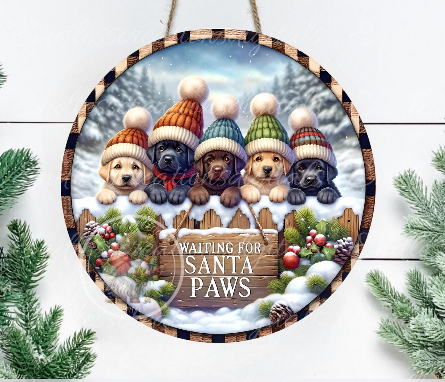 LABRADOR RETRIEVERS WAITING FOR SANTA CHRISTMAS