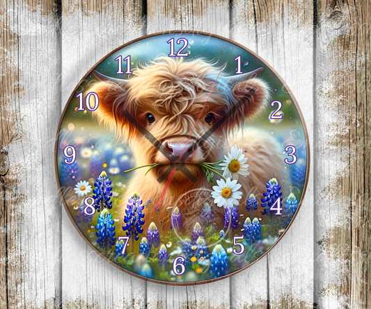 BABY HIGHLAND BLUEBONNETS CLOCK DESIGN