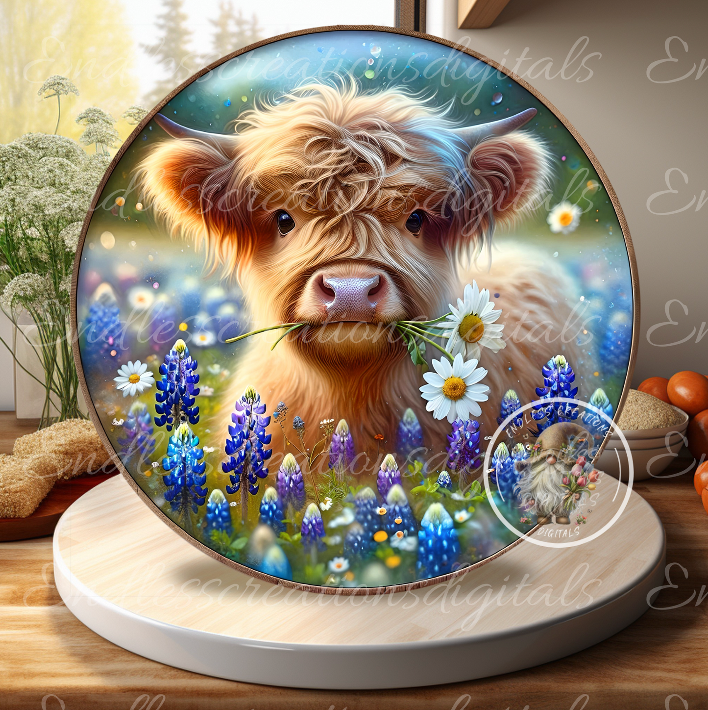 BABY HIGHLAND BLUEBONNETS CLOCK DESIGN