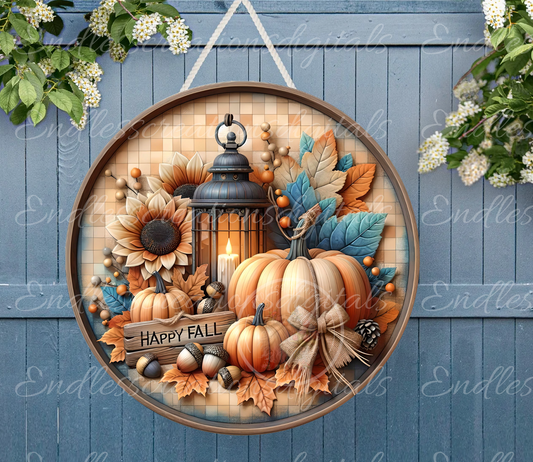 HAPPY FALL PUMPKIN FLORAL ROUND