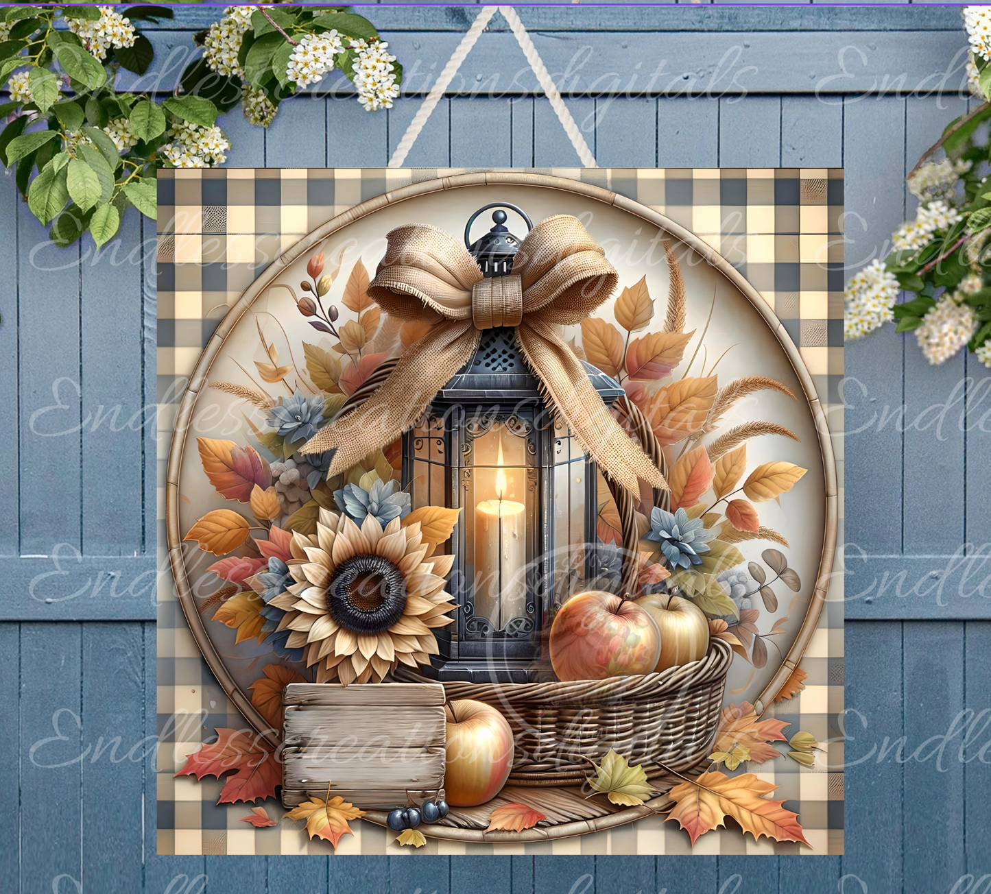 SQUARE HAPPY FALL LANTERN FLORAL