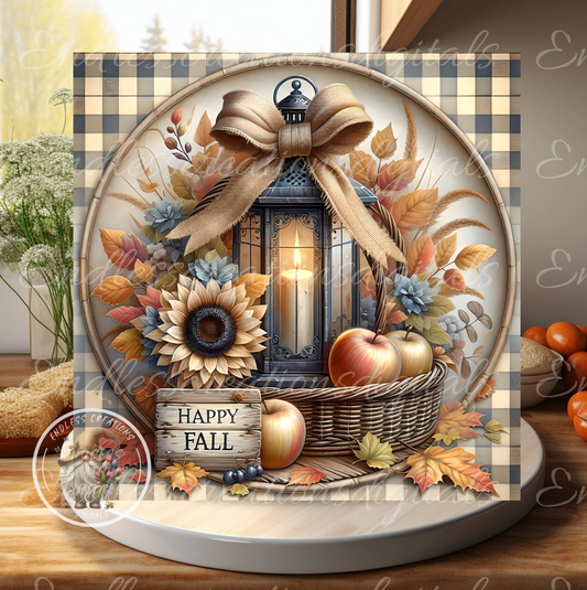 SQUARE HAPPY FALL LANTERN FLORAL