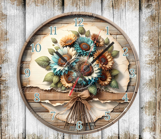 SUNFLOWER FALL FLORAL CLOCK DESIGN