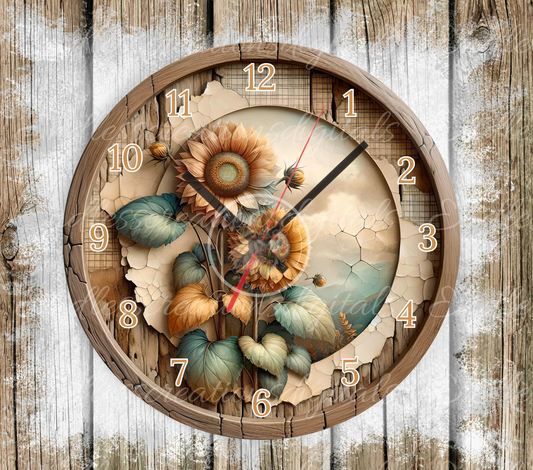 SUNFLOWER FALL FLORAL CLOCK DESIGN