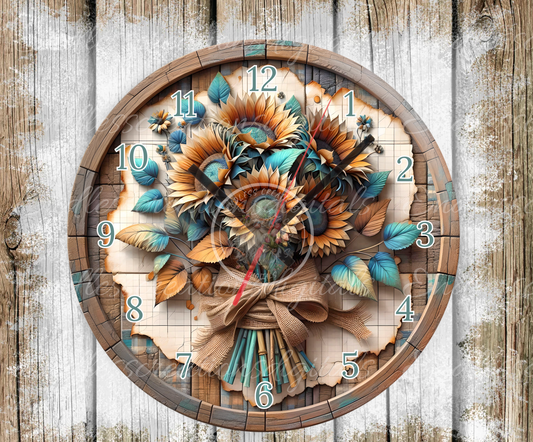 SUNFLOWER FALL FLORAL CLOCK DESIGN