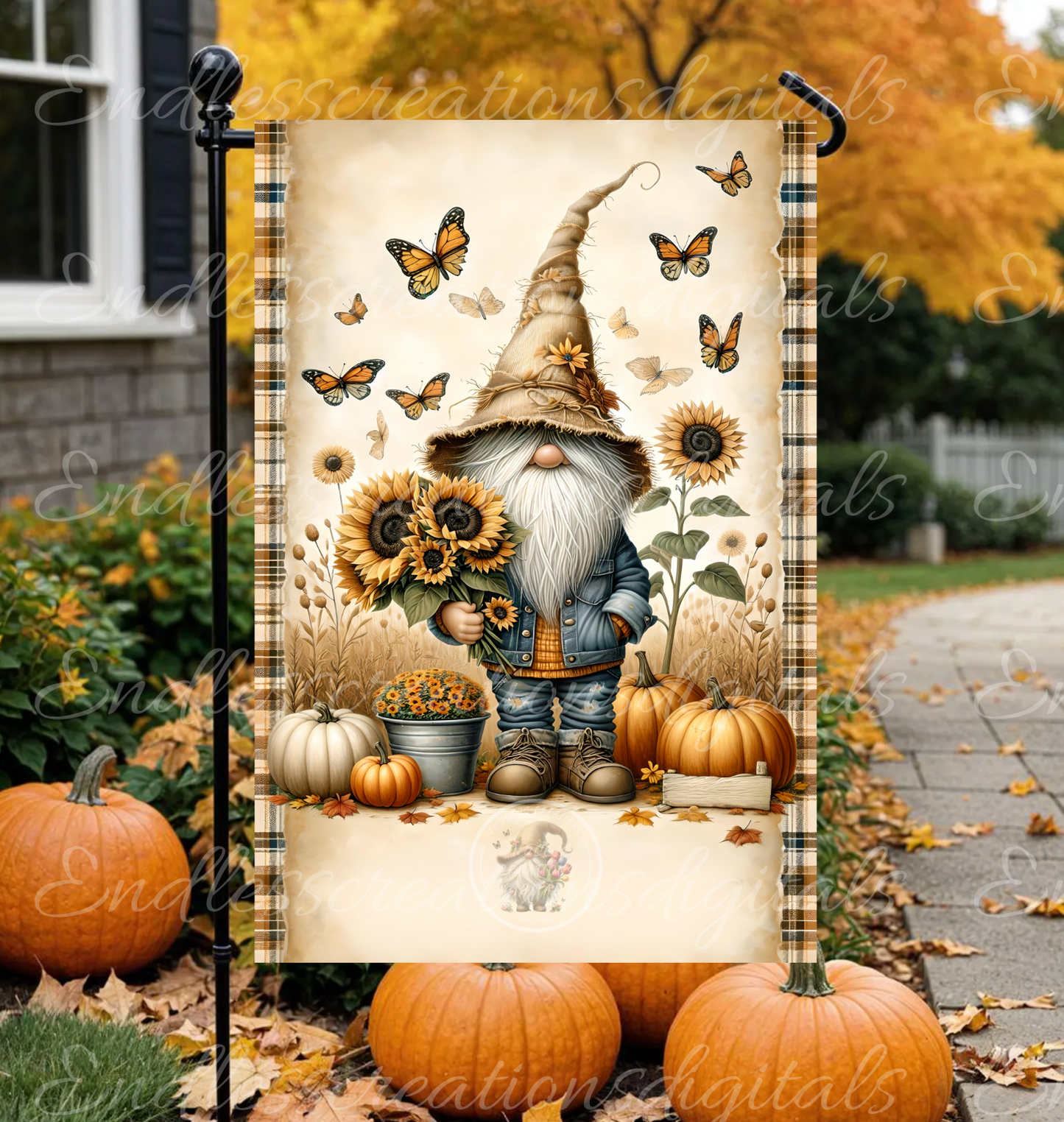 WELCOME FALL GNOME GARDEN FLAG