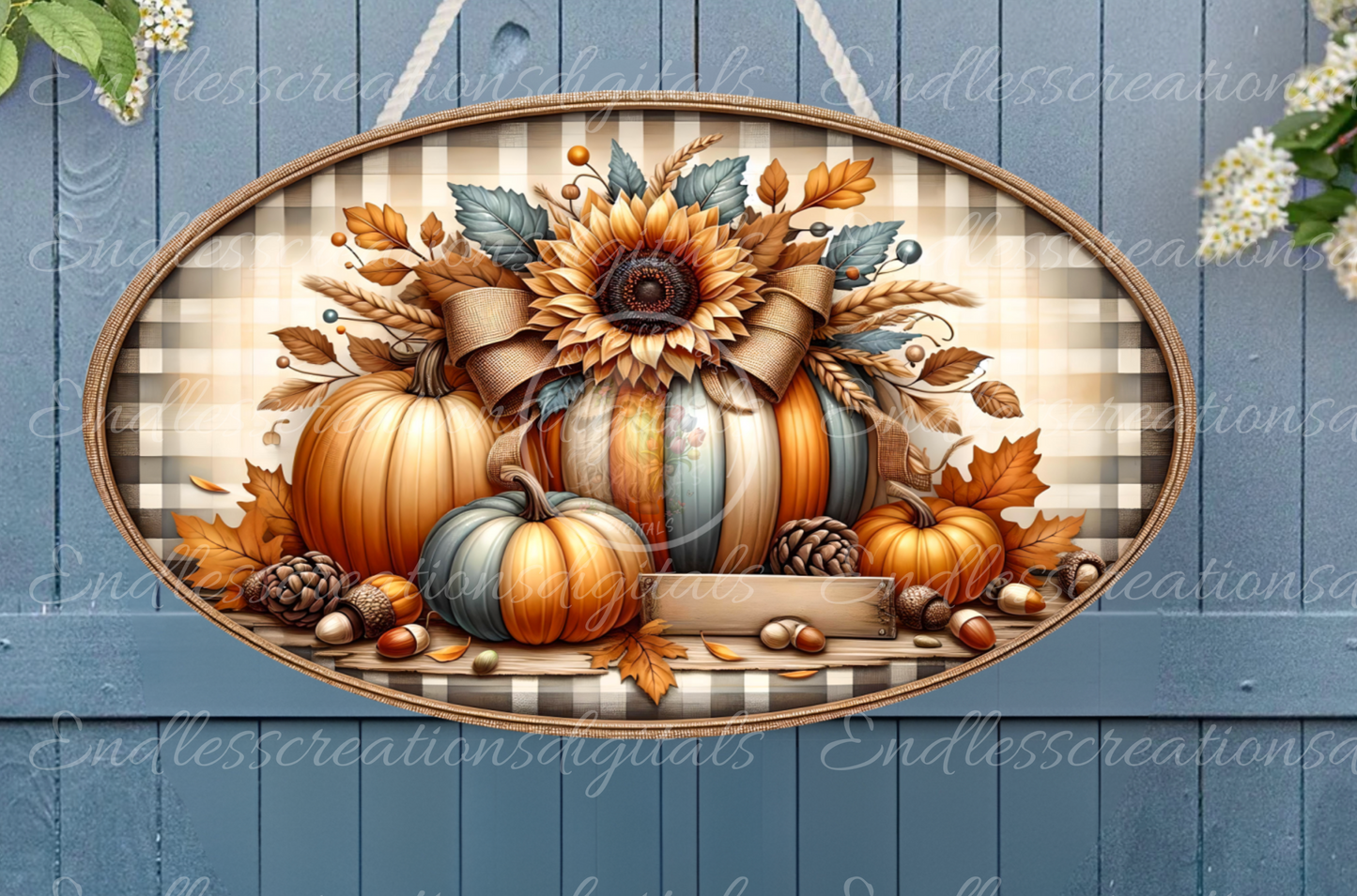 FALL OVAL FLORAL PUMPKIN