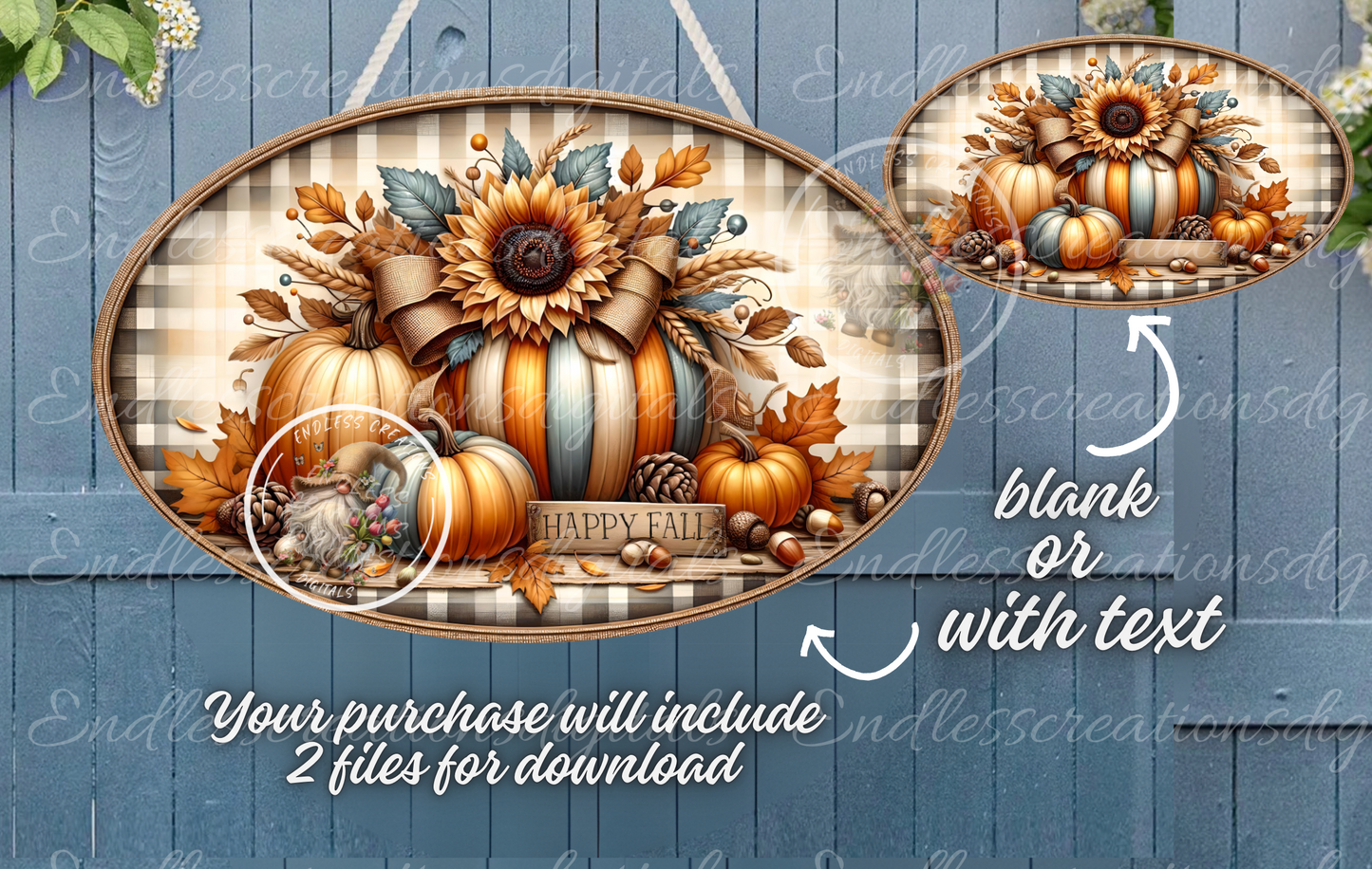 FALL OVAL FLORAL PUMPKIN