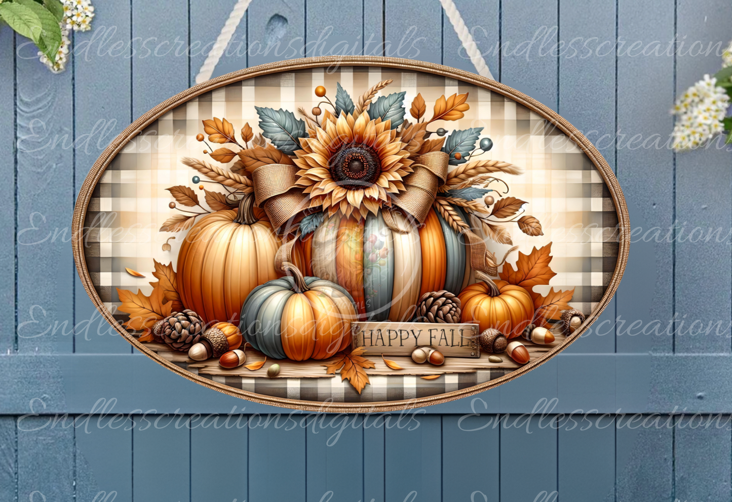 FALL OVAL FLORAL PUMPKIN
