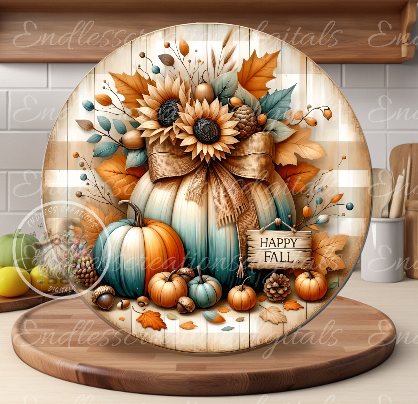 FALL PUMPKIN FLORAL ROUND