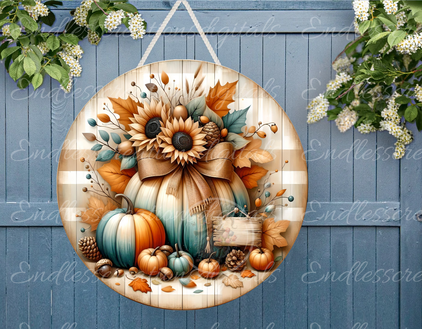 FALL PUMPKIN FLORAL ROUND