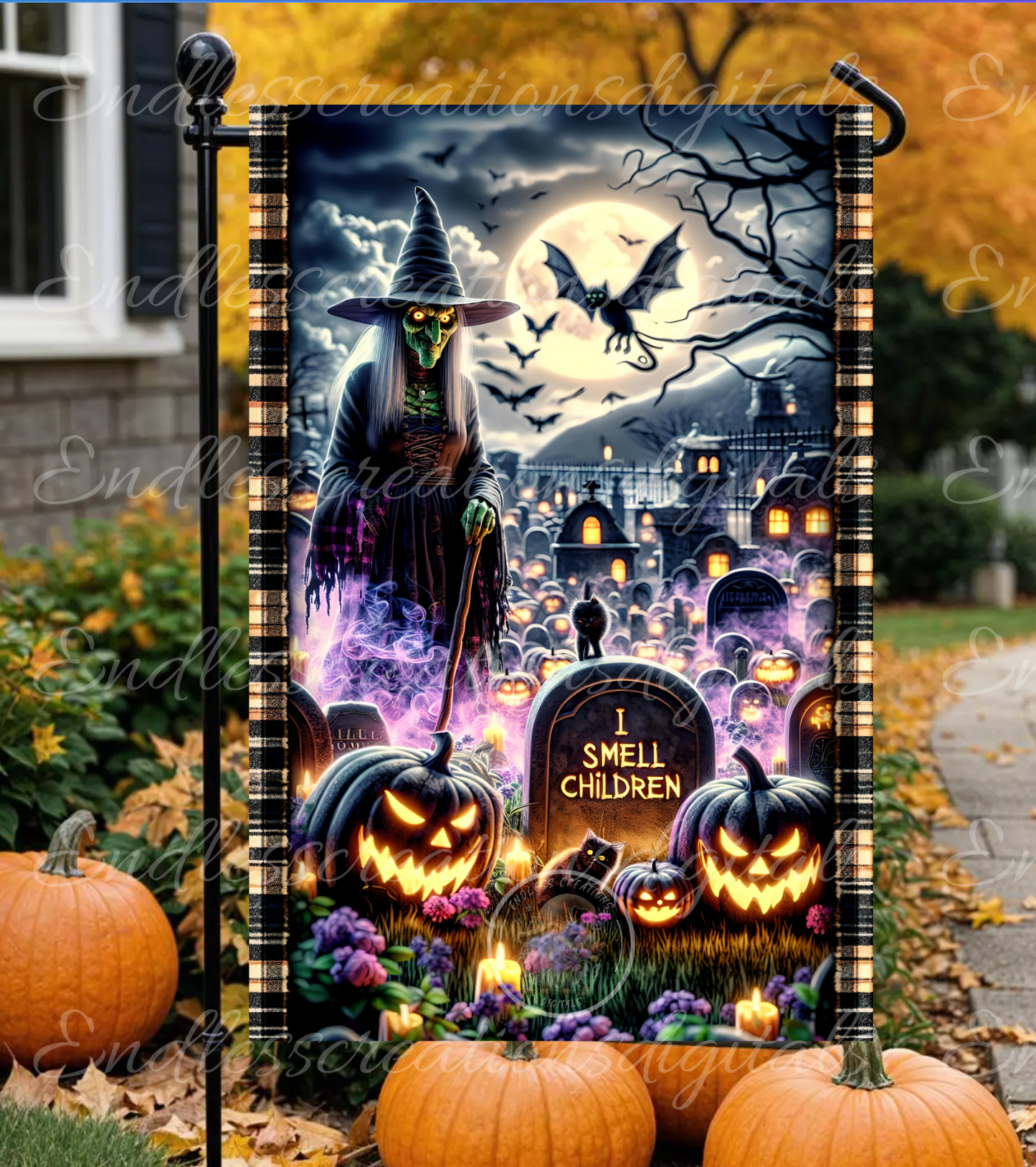 I SMELL CHILDREN HALLOWEEN FALL GARDEN FLAG