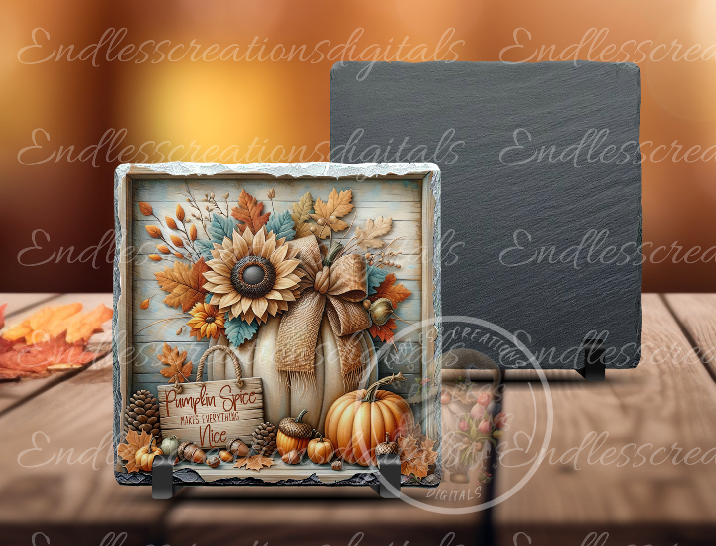 SQUARE FRAMED FALL PUMPKIN FLORAL