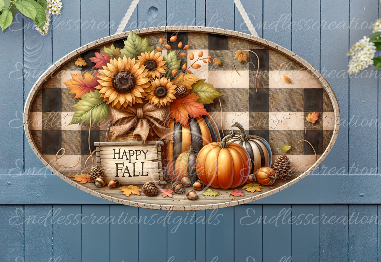 FLORAL PUMPKIN FALL OVAL DIGITAL