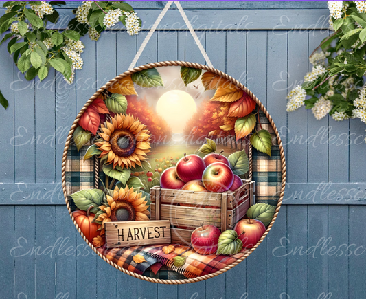 FALL APPLE HARVEST ROUND/CLOCK DESIGN