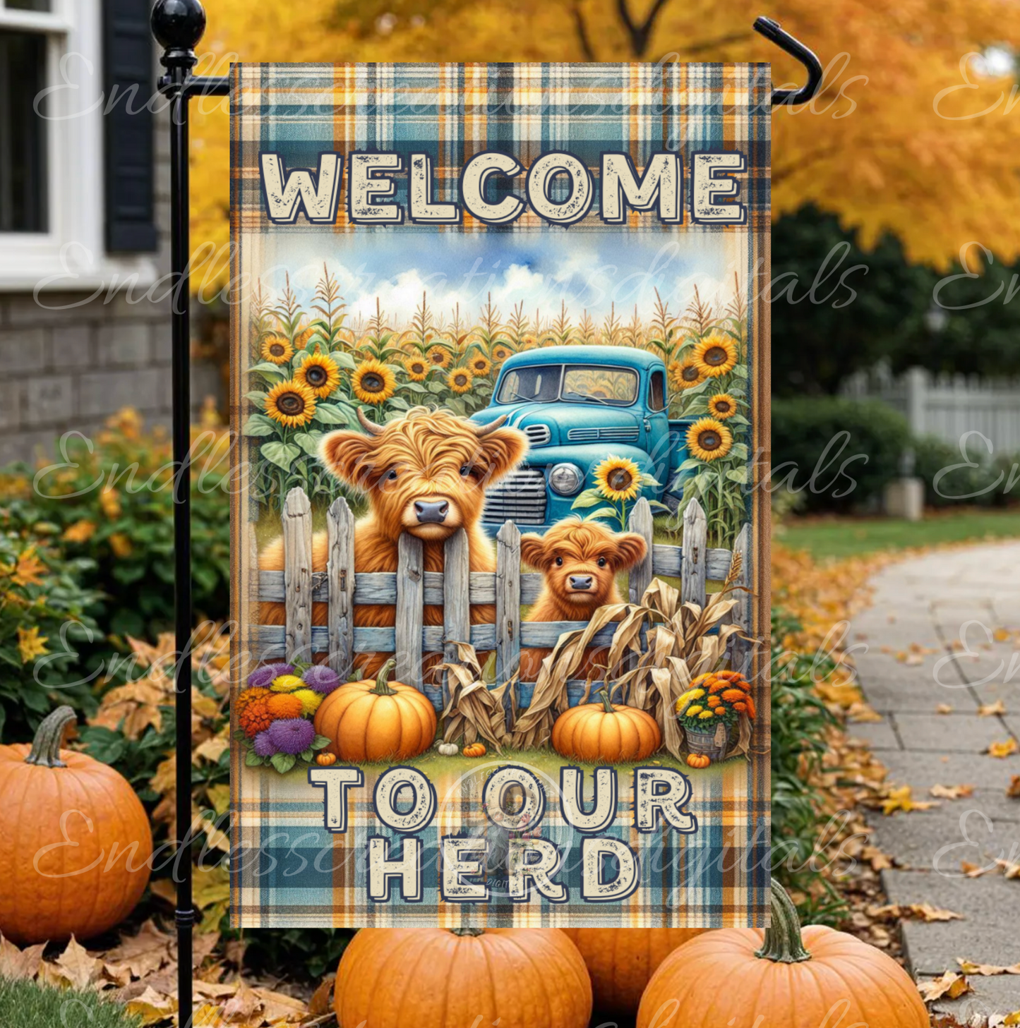 FALL HIGHLAND COW GARDEN FLAG