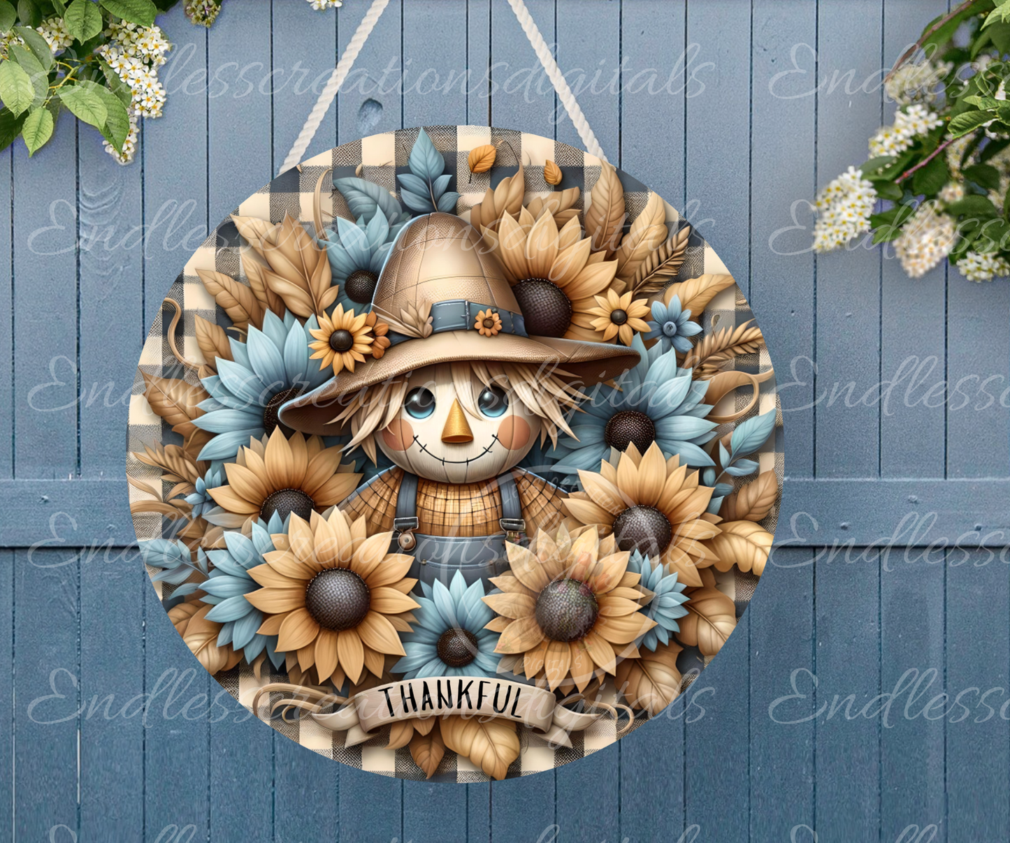 FALL THANKFUL ROUND SCARECROW