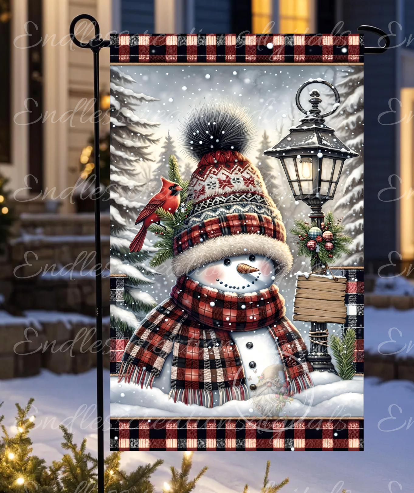 WELCOME WINTER SNOWMAN GARDEN FLAG