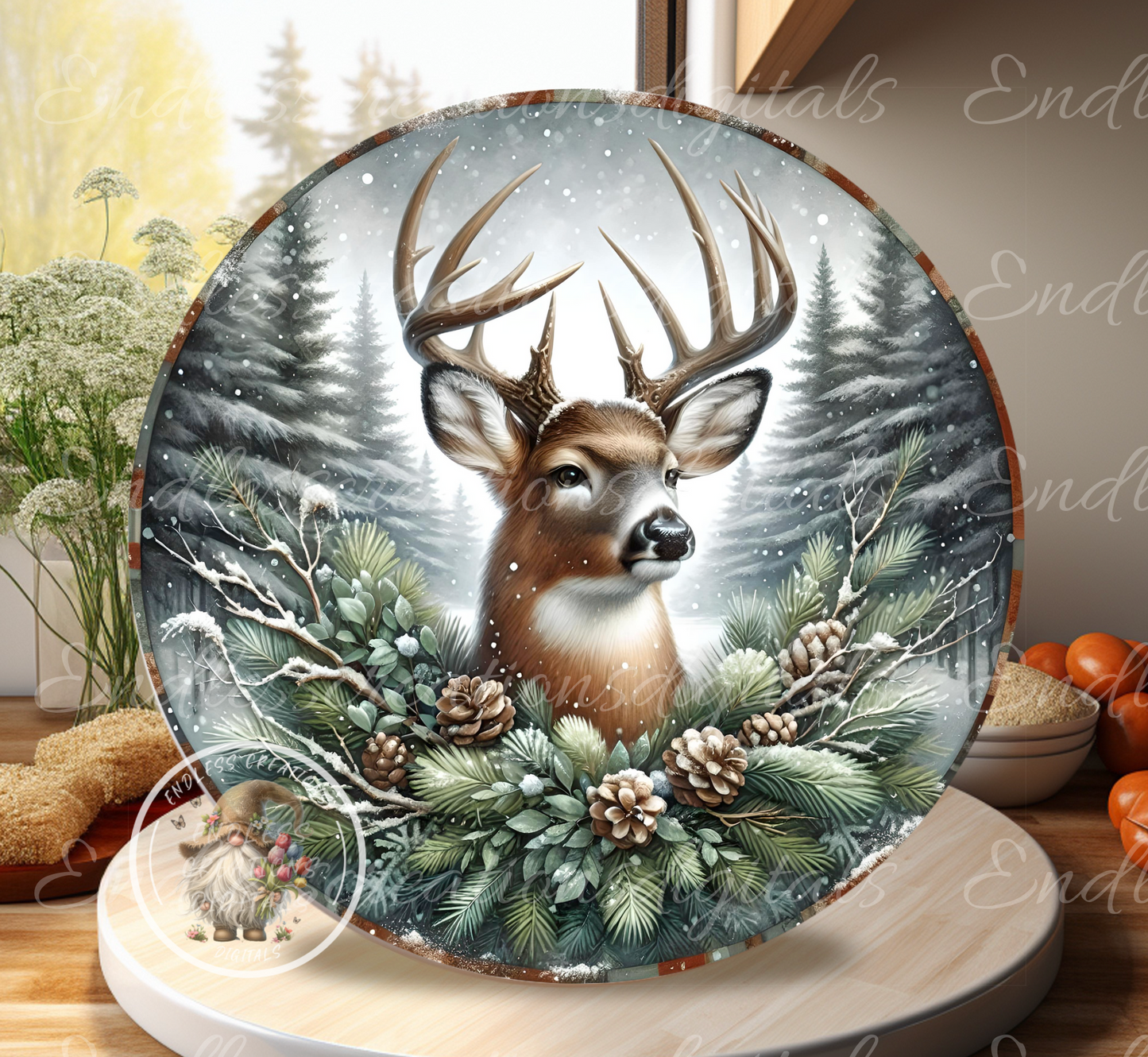 WINTER DEER CLOCK DESIGN