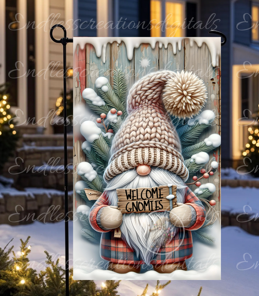 WINTER WELCOME GNOMIES GARDEN FLAG