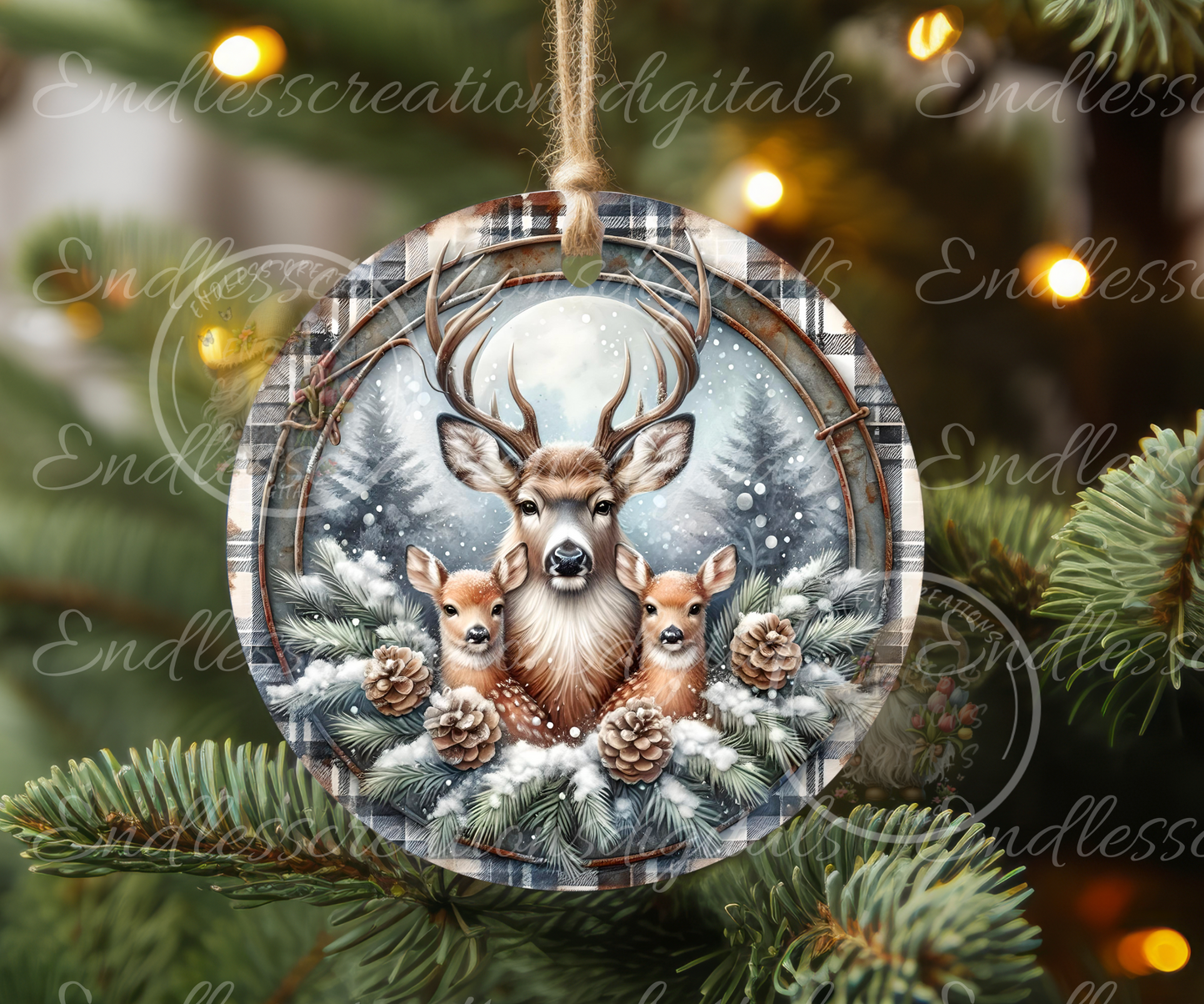 WINTER BUCK DEER AND FAWNS CLOCK DESIGNS