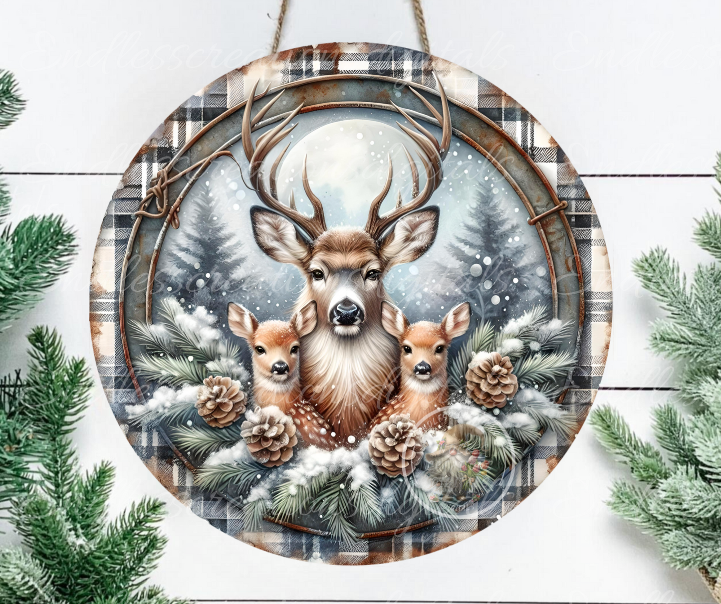 WINTER BUCK DEER AND FAWNS CLOCK DESIGNS
