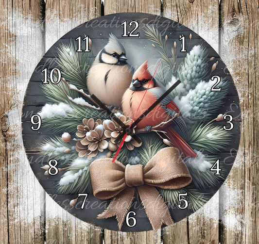 WINTER CARDINALS CLOCK DESIGN