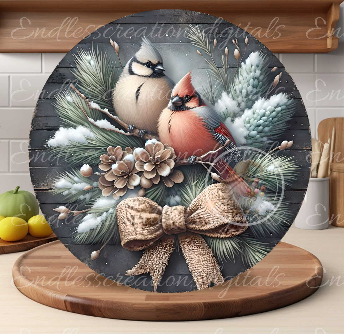 WINTER CARDINALS CLOCK DESIGN
