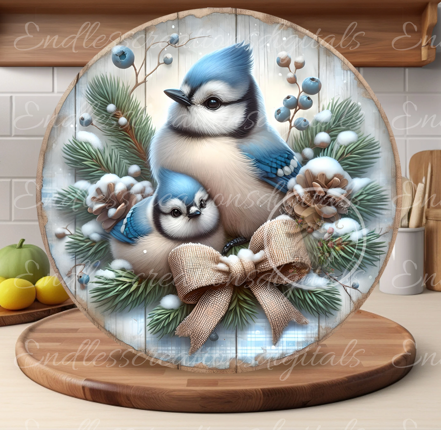 WINTER BABY BLUE JAYS CLOCK DESIGN
