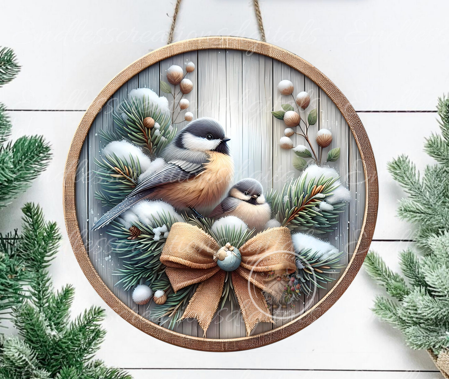WINTER CHICKADEES CLOCK DESIGN