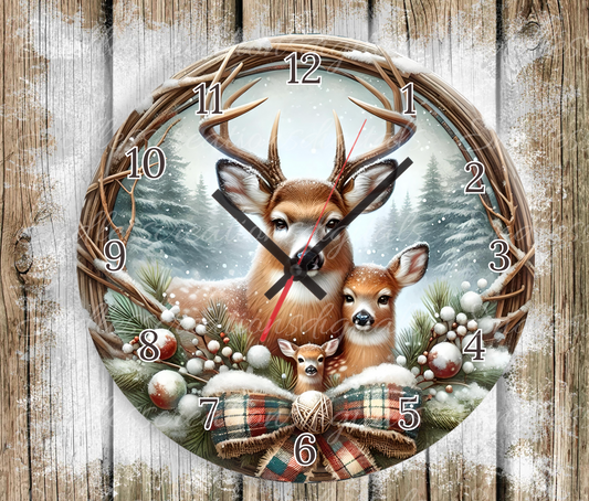 WINTER DEER FAMILY CLOCK DESIGN