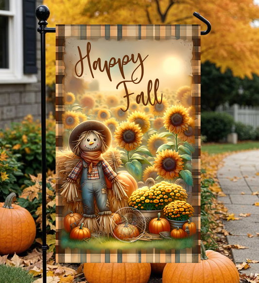 HAPPY FALL SCARECROW GARDEN FLAG
