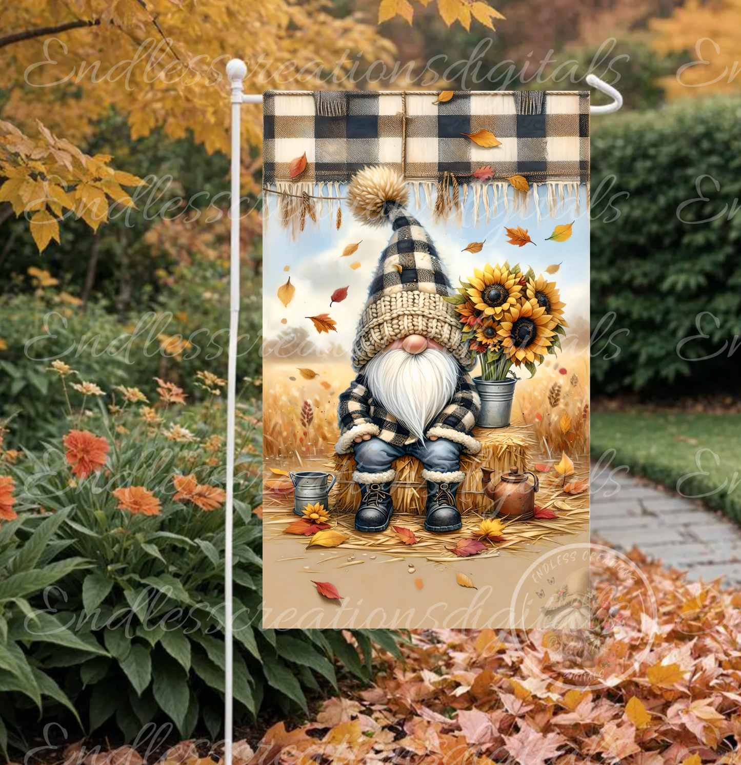 FALL GNOME WELCOME GARDEN FLAG