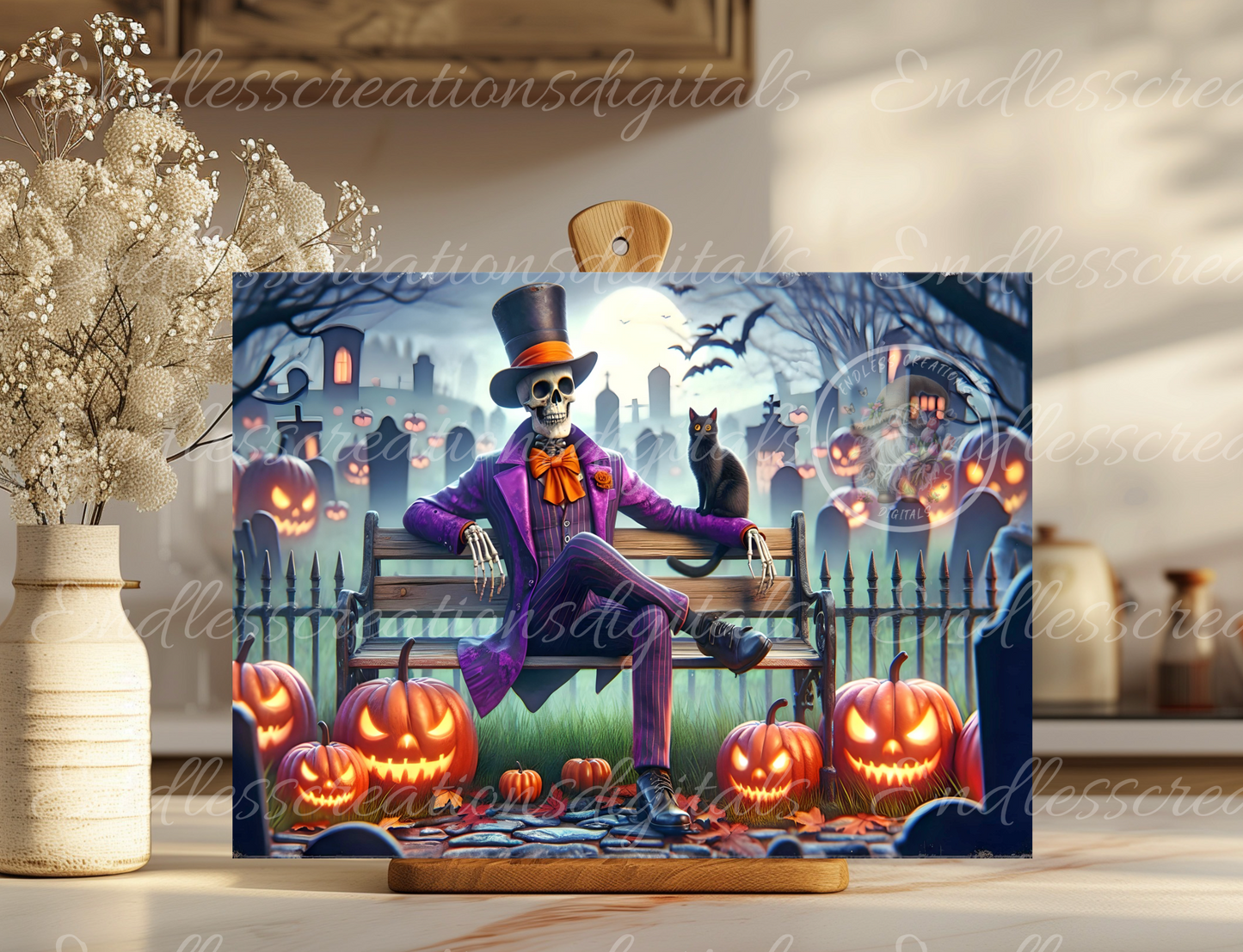 FALL HALLOWEEN SKELETON PUMPKINS RECTANGLE
